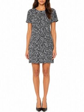 Eileen Fisher Black Ivy Prism Silk Organic Cotton Shift Dress S Lagenlook NWT
